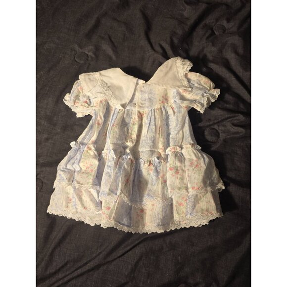 Vintage Peaches 'n Cream Girls Dress Lace Ruffles Size 24M 24 Months Floral - Picture 2 of 2